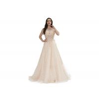 China Muslim Wedding Applique Middle Eastern Evening Dresses Champagne Color on sale