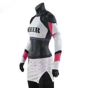 Ropa de encargo de Ccheerleading de los diamantes artificiales, sublimada animando los uniformes