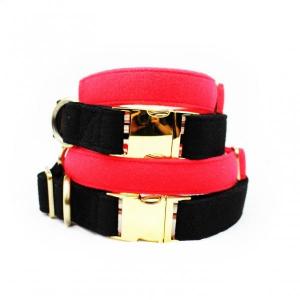 China Luxury Dog Collars And Leashes Velvet Cotton Material Red / Black Color supplier