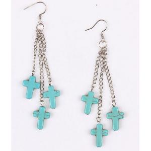 Cross love oval pattern of four ancient silver plated turquoise earrings