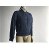 Navy Linen Jacket Short Trench Coat Men With Rib Collar And Gunmetal Zip