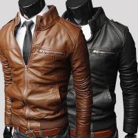 China Hot sale bulk plain polyester waterproof cheap european fashion winter men leather coat on sale