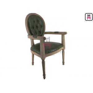 China Vintage Round Back Wood Restaurant Arm Chairs Luxury Classical Chair With Button Decoration supplier