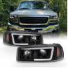 Waterproof Black LED Tube Projector Headlights Driver Passenger Side Pair Head Lights