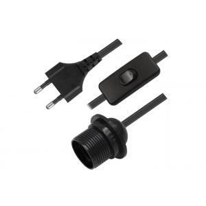 Black Color Lamp Power Cord / Lamp Dimmer Cord EU 2 Pin Plug For Home Appliance