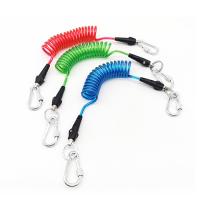 China Plastic Stretchy Colorful Coiled Key Lanyard With Locking Screwgate Carabiners on sale