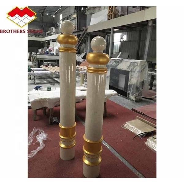 Modern Onyx Marble Column Polished Natural Stone Design for Staircase Pillars