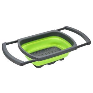 Collapsible Over the Sink Silicone Colander With Long  Handle Kitchen Folding Strainer