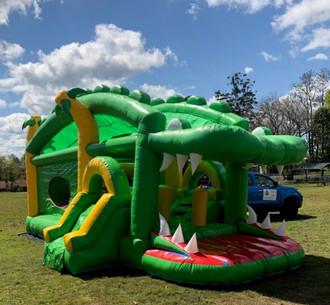 Crocodile Inflatable Bounce House Combo Double Stitching For Family Center