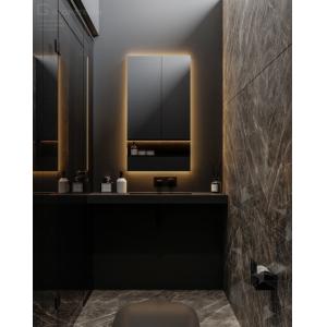 Customized All Black Bathroom Cabinet with Mirror Cabinet and Side Cabinet
