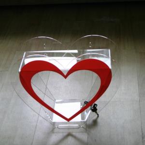 Heart Shape Acrylic Donation Box W/ Lock Clear Charity Plexiglass Donation Box