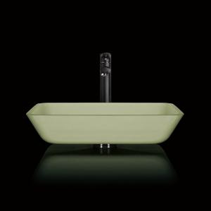 China 105mm 330mm Counter Top Bowl Sink Rectangular White Light Green Bathroom supplier