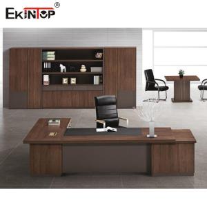 Brown Executive Wood Computer Desks For Home Office Modern Style OEM ODM