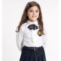 Blusa linda de los uniformes escolares del algodón del bebé con la manga larga, blanca