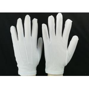 China Bleached White Lint Free Gloves 23g / Pair Weight 100D Yarn Good Moisture Absorbency supplier