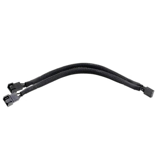 PWM Fan Cable Splitter  Sleeved Braided Y Splitter Computer PC 4 Pin Fan Extension Power Cable1 to 2 Converter