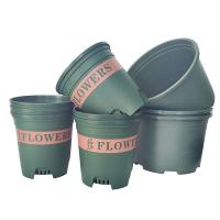 China Antirust Green 1 Gallon Plastic Flower Pots Plastic Nursery Plant Pots 13cm High on sale