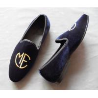 China Stylish Embroidered Mens Blue Suede Loafers , Elegance / Fashion Velvet Slip On Shoes on sale