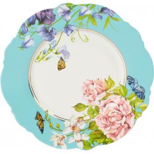 China Delicate Ceramic Dessert Plates , Waving Shape Floral Dessert Plates For Wedding supplier