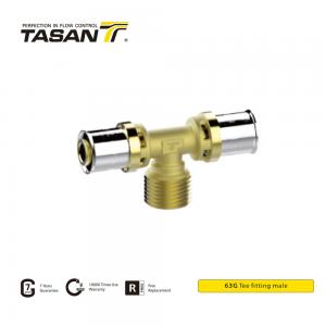 Heating System  Brass Press Fittings Male Tee Fitting ISO228  Thread 63G