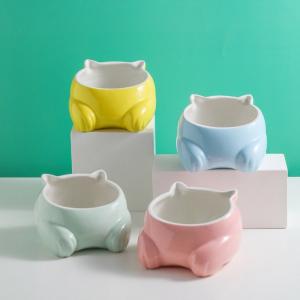 China Candy Colored Tableware Pet Ceramic Bowl Non Toxic 15deg Tilt Angle Ceramic Dog Bowls supplier