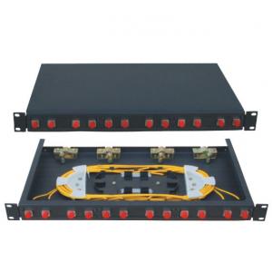 China Fixed type Rack Mounted terminal box FC connector  12 ports  Fiber Optic Patch Panel 24 fiber black cold-rolling sheet supplier