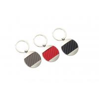 China Red Carbon Fibre Leather Key Chains 5mm Pantone Black Leather Key Holder on sale