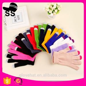China 2017 Newest 90%Acrylic 5%Spandex 5%Conductive fiber Winter Knitting touch screen gloves 20*11.5cm 45g solid color supplier