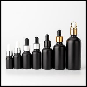 Black Frosted Color Essential Oil Glass Bottles Cosmetic Packaging Round Shape