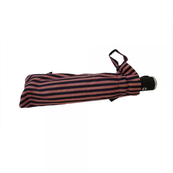 3 Fold Stripe Print Auto Open Close Umbrella With Aluminum And Friberglass Frame