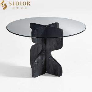 ODM Modern Glass Top Dining Table 1.2m Dia Tempered Glass Tables
