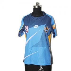 China Round Collar Rugby Union Clothing Custom Sublimated Rugby Jersey Anti - Bacterial supplier