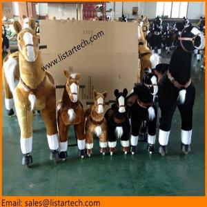 White Ride on Walking Toy Horse Unicorn, Small Mechanical Pony, Kids Amusement Rides