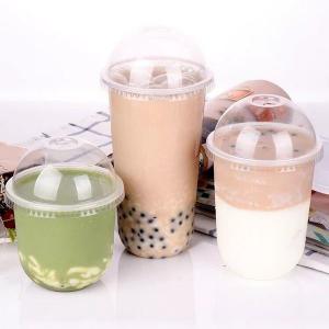 China 12oz 16oz 20oz Disposable Bubble Tea Plastic Cups With Dome Lids High Clarity supplier