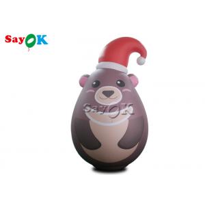 Custom Portable Pvc Sealed Gray Inflatable Teddy Bear With Xmas Hat Advertising