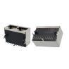 China Metal Shielded 2 Port RJ45 Female Connector With Integrated Magnetics Gigabit Ethernet wholesale