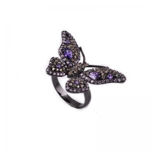 China Low MOQ Diamond Animal Jewelry - Butterfly Zircon Silver Ring With Resonable Price supplier