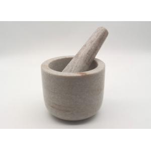 China Round Stone Mortar And Pestle , Marble Bowl With Grinder Handcrafts supplier