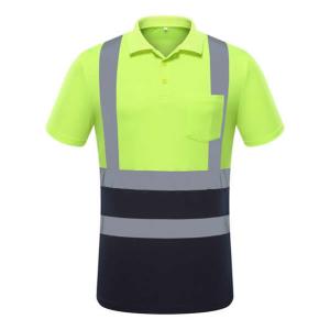 China Reflective Safety Hi Vis Polo Shirt OEM breathable quick dry polyester work wear   reflective tape printed supplier