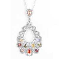 China 5.27g Pear Shaped Cubic Zirconia Pendant Wedding Teardrop Pendant Necklace Silver on sale