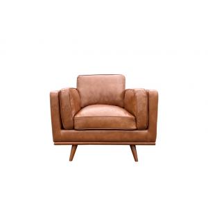 Contemporary Leather Sofa One Seater Timber Plinth 1 Seater Leather Couch
