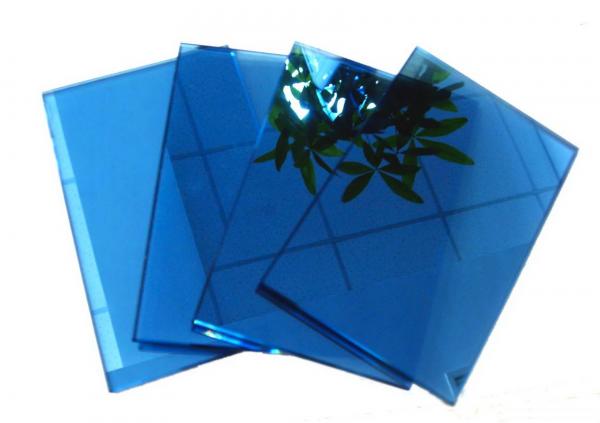 6mm 8mm 10mm Ford Blue Solar Reflective Glass / Coated Glass For Building