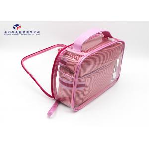China Super Clear Soft PVC Bags Pink PU Handle Custom Lady Handbag Fashion Women Bag supplier