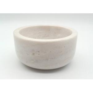 China Round White Marble Bowl Kitchenware Gift Decor For Spice Jar Outside Polished supplier