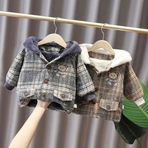 Embroidered 1.1M Childrens Winter Jackets Outdoor Coats Hooded Cotton