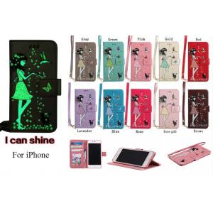 China Luminous 3D Girl pattern PU iPhone Case with Cash Slots Stand Wristlet Strap for iPhone supplier