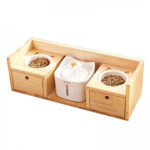 OEM Bamboo Wooden Raised Dog Bowls Elevated For Food Water Feeding
