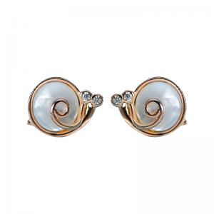 Rose Gold Snails silver Freshwater Pearl Earrings Stud Natural Pearl for Women