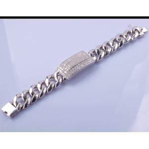 China 96.25 Grams 925 Silver CZ Bracelet 19cm Matching Magnetic Bracelets For Couples supplier