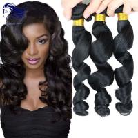 China Remy Human Double Weft  Cambodian Virgin Hair Loose Wave Natural Black on sale